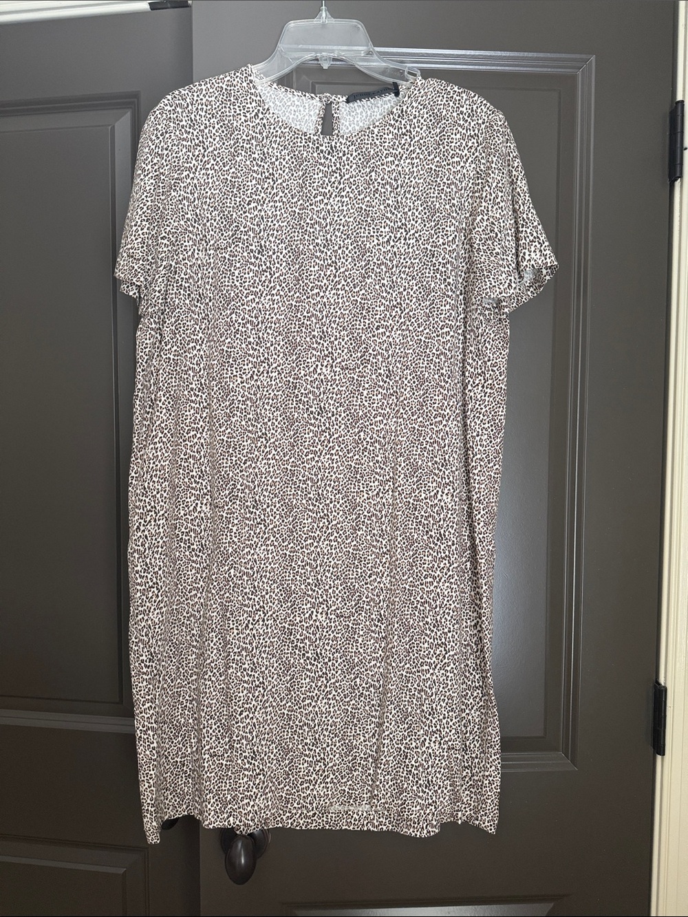 Jenni Kayne Short Sleeve Leopard Print Shift Dress - Brown & White